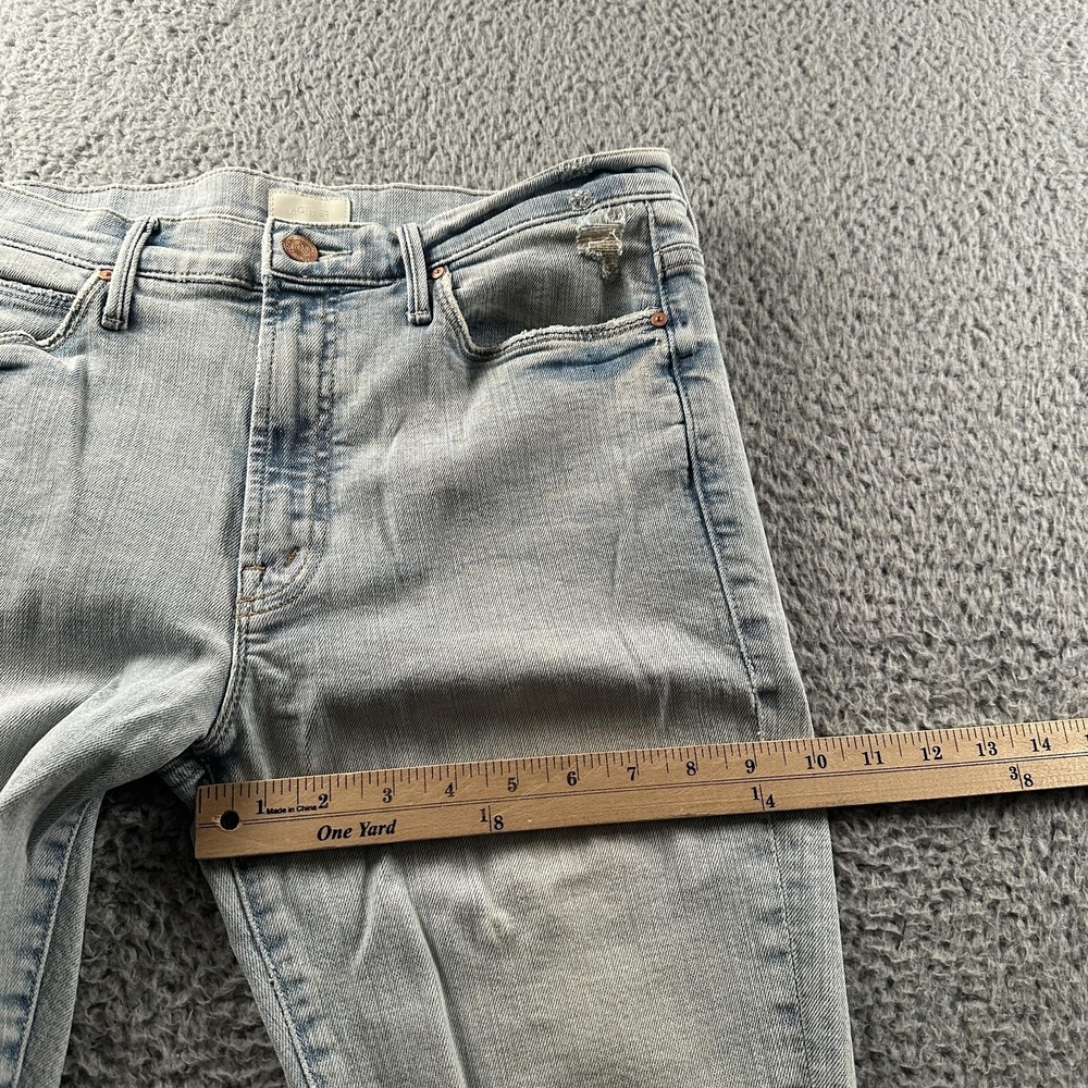 Mother Stunner Zip Ankle Step Fray Jeans Womens 28 Blue Mid Rise Distressed USA - Picture 7 of 15